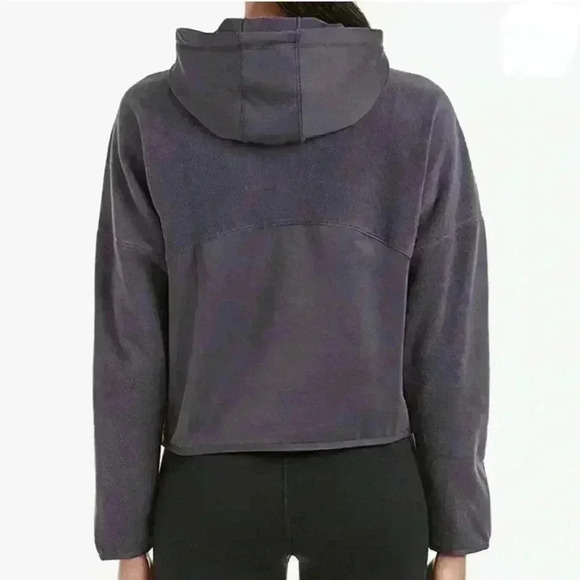 Puma Gray Yogini Cropped Zip Fleece Hooded Jacket Size XL - Picture 2 of 13